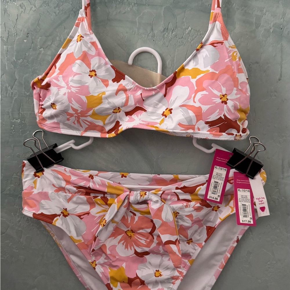 Xhilaration Pink Floral Bikini Set